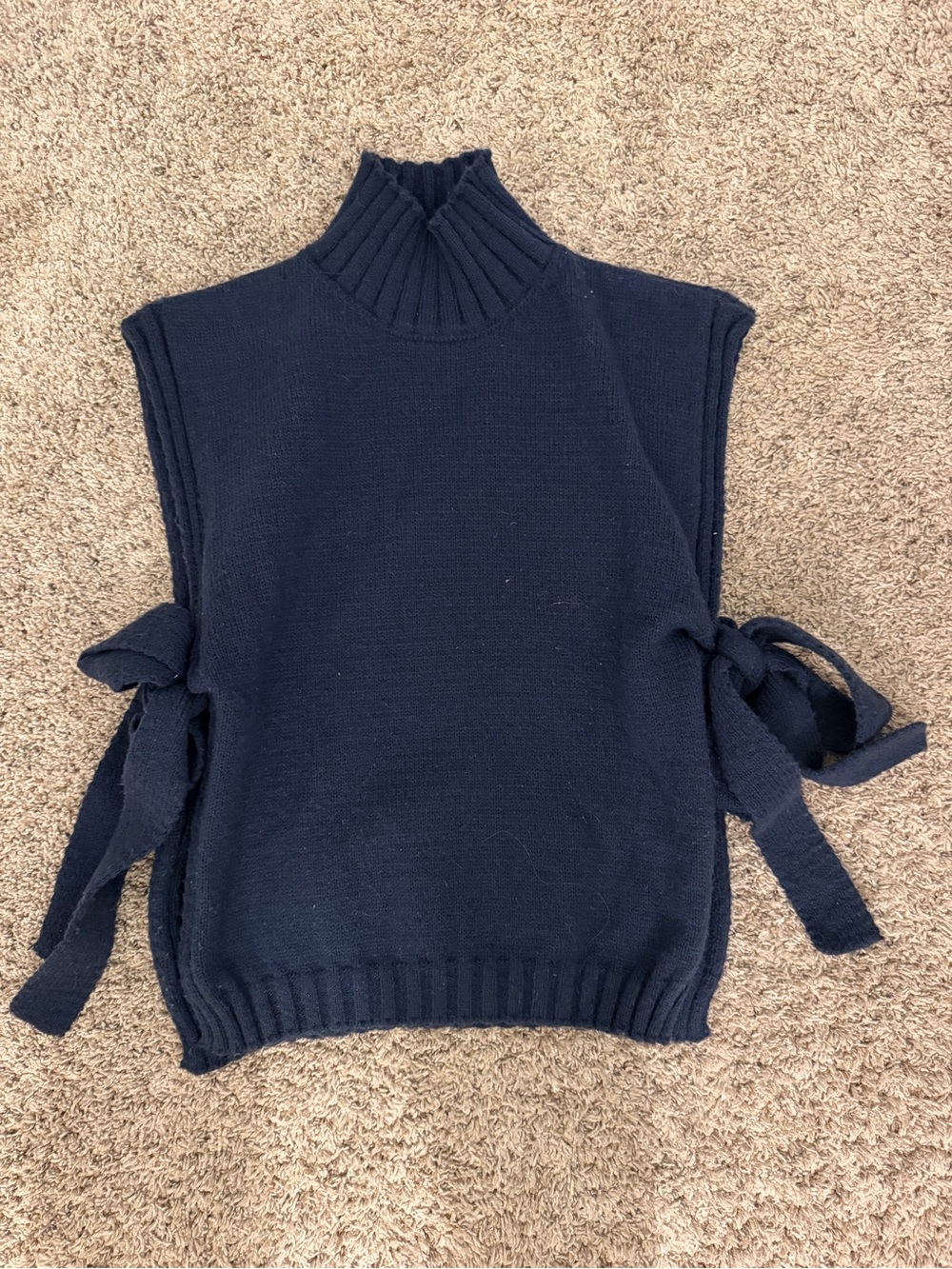 SHEIN Navy Turtleneck Tie-Side Sweater Vest